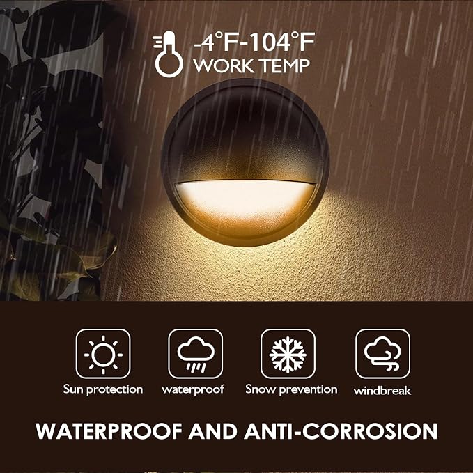 LED Low Voltage Deck Lights Outdoor Waterproof,6-Pack 3CCT Deck Lighting Fixtures Landscape Step,3W,12V-24V AC/DC Die-cast Aluminum Housing Fence Lamp Wired 2700K/3500K/5000K (Brown)