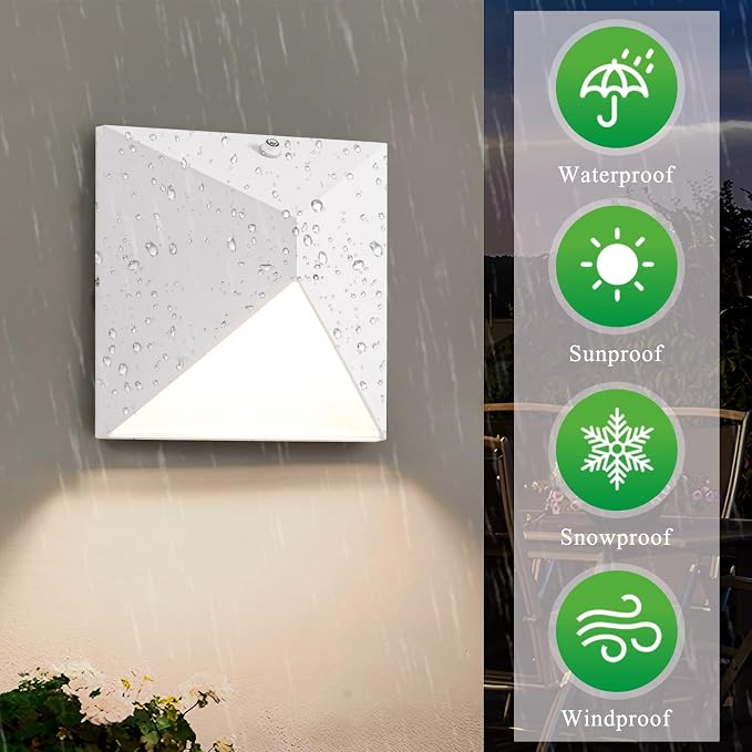 QQCherry Outdoor Light Fixtures Wall Mount Dusk to Dawn, Porch Lights with 3 Lighting Mode(3000K/4000K/5000K), Waterproof Exterior Outdoor Wall Lights for House Front Door Patio Garage(White)