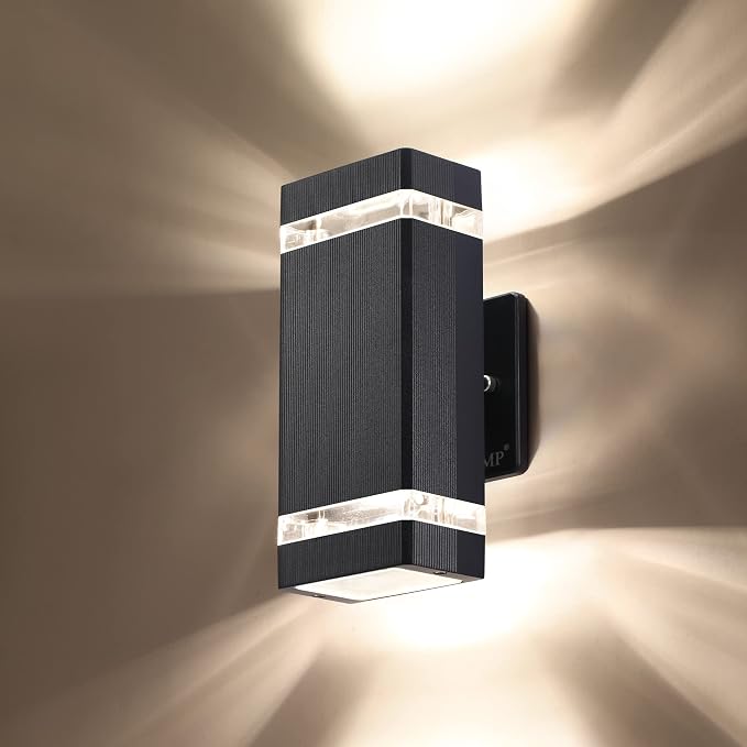 LMP LED Outdoor Wall Light, Aluminum IP65 Waterproof Porch Lights | Up and Down,3000K 5W G10 Bulbs Included,ETL Certified,Outside Wall Exterior Lighting Fixtures for House, Front Door, Garage