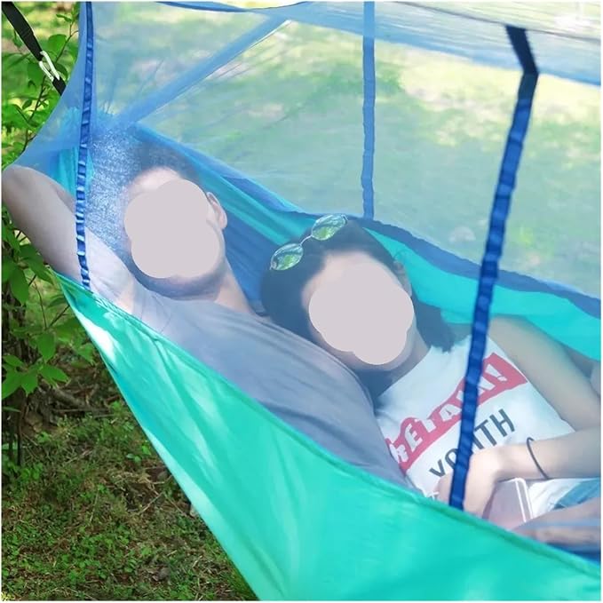 Hammocks, 2Pcs Outdoor Mosquito Net Hammock Camping Mosquito Net Tent Suitable Outdoors,for Outside(Blue)
