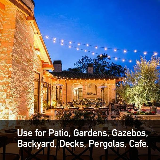 102FT Outdoor String Lights, Waterproof Patio Lights with 35 Shatterproof LED Bulb Hanging Light String, Black String Light Vintage Party Lights for Garden, Backyard, Porch, Cafe, Deck, Wedding