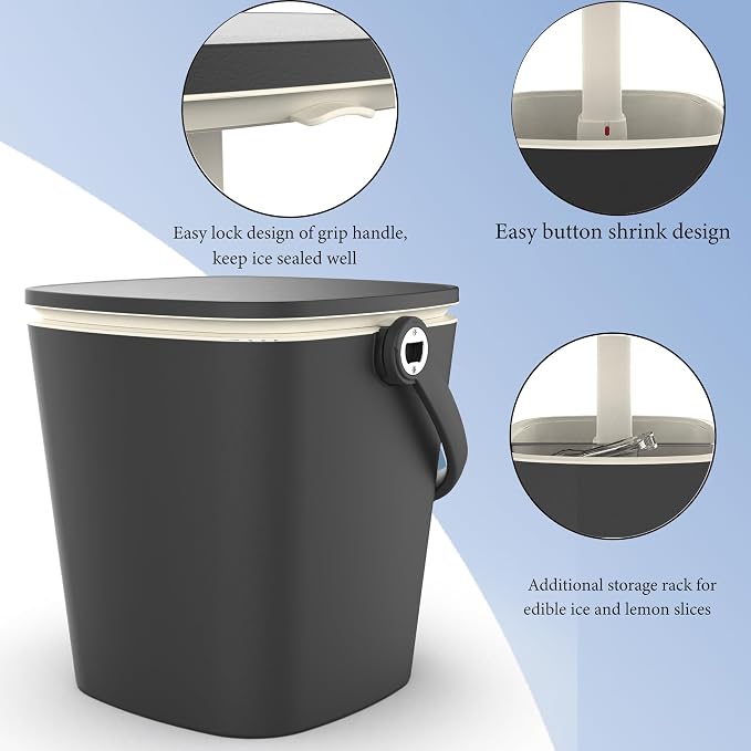 Outdoor Cooler Table, 4 Gallon, Portable, with Handle, Bottle Opener, Lift Top Lid, 3-in-1 Ice Cooler, Cocktail Patio Table for Camping, Picnic, Beach, Poolside (Black)