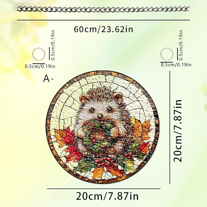Acrylic Suncatcher Window Hanging, Hedgehog Sun Catcher Rainbow Indoor Window Decoration for Living Room Bedroom, Unique Gift for Mom Wife & Friends, 7.87 x 7.87 inches