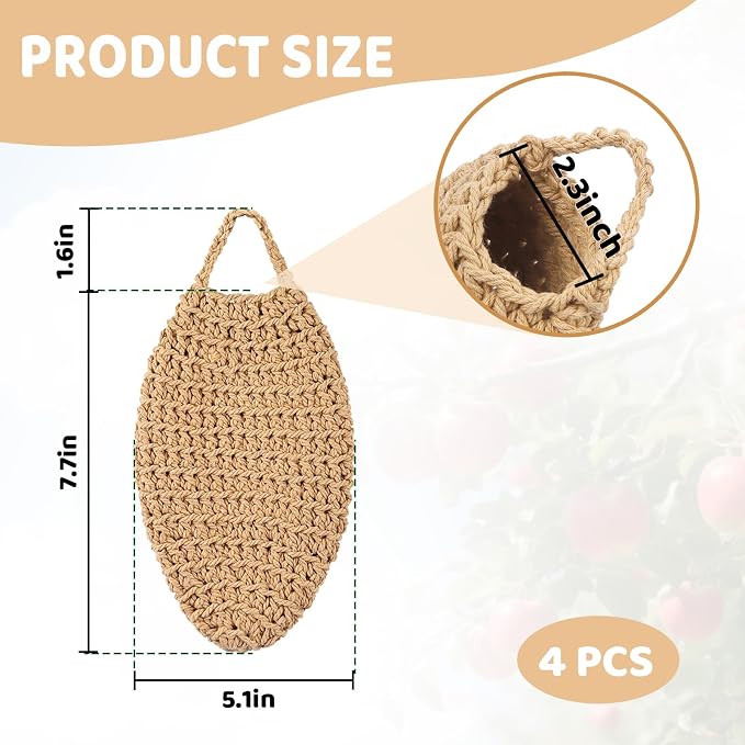 GJL 4 Pack Crochet Fake Wasp Nest Decoy, Artificial Faux Hornet Nest Outdoor Hanging Decor for Patio & Eaves, Prevent Wasps from Building Nests