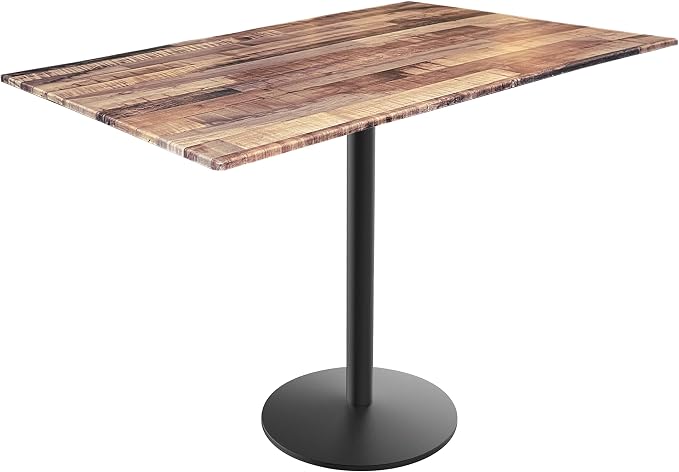 Holland Bar Stool Co. 42" Tall OD214 Indoor/Outdoor All-Season Black Wrinkle Table with 32" x 48" Rustic EuroSlim Top