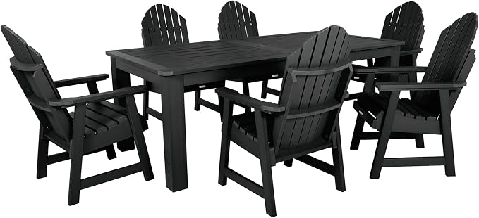 Highwood Hamilton Adirondack 7pc Dining Set, 84" x 42", Dining Height, Black