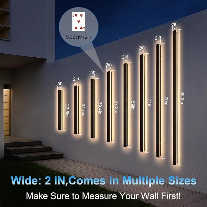 Modern Outdoor Wall Lights - 79inch Black Exterior Light Fixtures Wall, Porch Lights Outdoor Wall Sconce, Patio Long Strip Wall Light Fixtur Outside for Garage, House