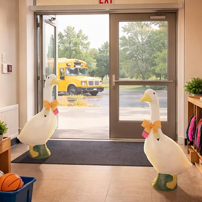 Back to School Porch Goose Outfit for 23"/ 17'' Statue, Adjustable Pencil Pattern Lawn Porch Goose Clothing for School Classroom Home Outdoor Garden Yard Patio Art Decor