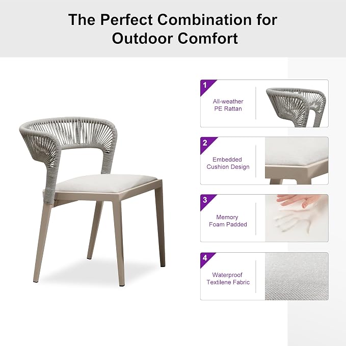 PURPLE LEAF 11 Pieces Outdoor Dining Set Patio Dining Furniture Aluminum Wicker Rattan Outdoor Dining Extended Upgrade Table and Chairs for Lawn Garden Backyard Champagne