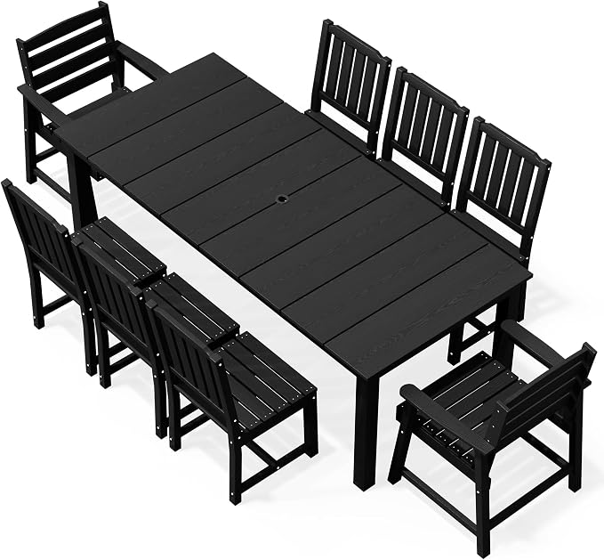 AreShark Patio Dining Chair Set of 2,All Weather HDPE Outdoor Dining Armless Chairs with Wide Seat and Backrest,Weatherproof Patio Chairs for Garden,Backyard,Deck,Black