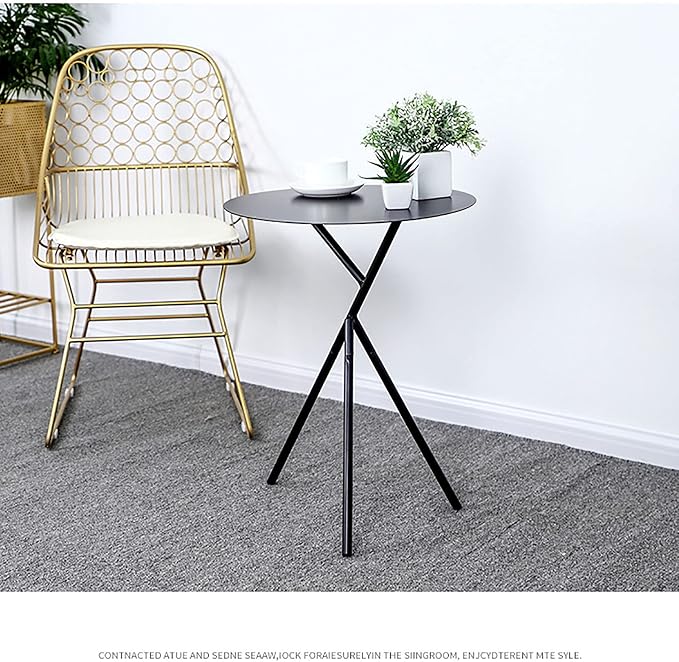 Dendritic End Table Metal Round Small Side Table Outdoor & Indoor Coffee Table for Small Spaces Bedroom Patio,Black