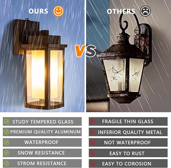JYZ Dusk to Dawn Outdoor Wall Sconce Lighting, Exterior Outdoor Wall Mount Lantern, Waterproof Anti-Rust Porch Light Fixture, Modern Contemporary Outside Lamp for House Front Door Garage Patio Deck