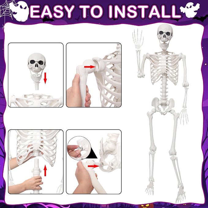 5.4Ft Giant Skeleton Life Size Human Bones with Movable Joints for Halloween Props Decorations
