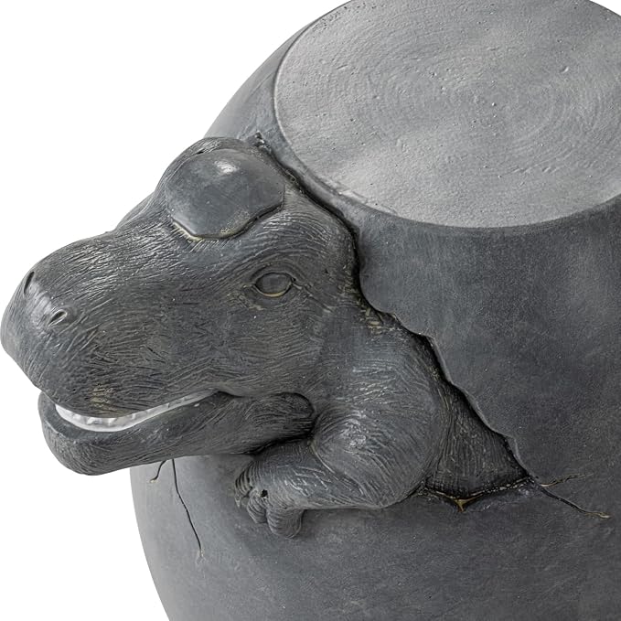 HOMPUS Outdoor Concrete Side Table Dinosaur Egg Shaped Cute Morden End Table Patio Decor Round Coffee Accent Table Garden Stool for Livingroom,Outside,Balcony,Pool (Gray)