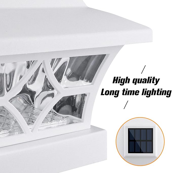 VOLISUN Solar Post Cap Lights Outdoor, Solar Powered Fence Cap Lights for 4x4 Vinyl/Wood, White Waterproof Solar Deck Post Light 8Pack Cool/Warm for Garden Patio Porch
