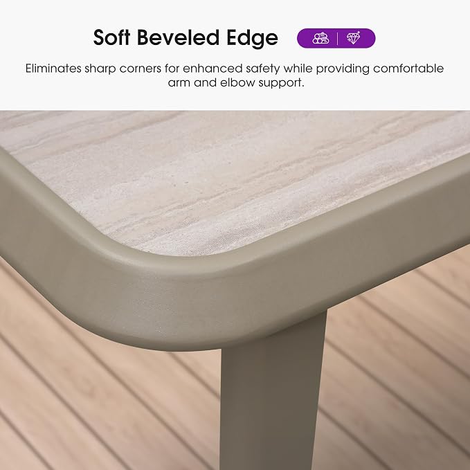 PURPLE LEAF Bar Height Table Patio SquareTable Dining Coffee Kitchen Breakfast Bistro Outdoor Pub Bar Table for Garden Balcony, Champagne