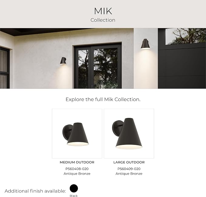 Progress Lighting Mik 14 Inch 1-Light Outdoor Wall Light, Modern Industrial Exterior Light, Antique Bronze Tapered Cone (14 in. H x 8 in. W x 9 in. Dia), P560408-020