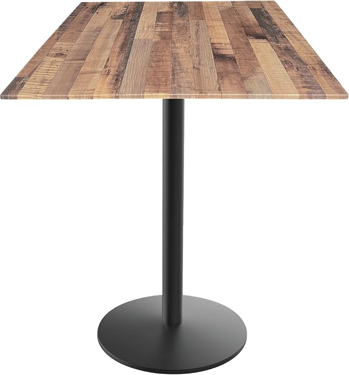 Holland Bar Stool Co. 42" Tall OD214 Indoor/Outdoor All-Season Black Wrinkle Table with 32" x 32" Square Rustic EuroSlim Top