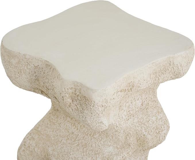 Christopher Knight Home Naomi MGO Outdoor Side Table with Abstract Wavy Design, Square Accent Table with Stone-Like Texture, Weather Resistant Small End Table for Indoor/Outdoor Usage, Beige
