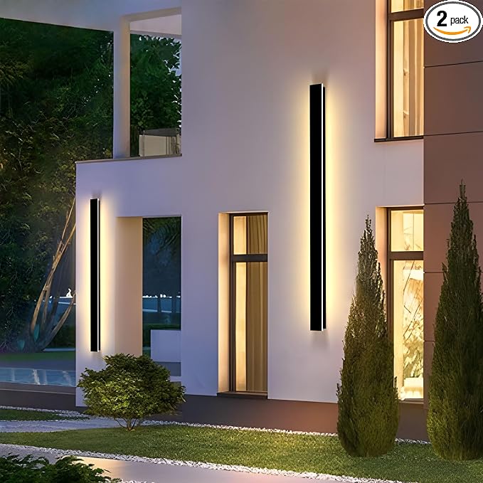 92 Inch Modern Outdoor Wall Lights 2 Pack, Long Modern Exterior Wall Light IP65 Waterproof LED 3000K Exterior Light Fixtures for House Front Porch Garage