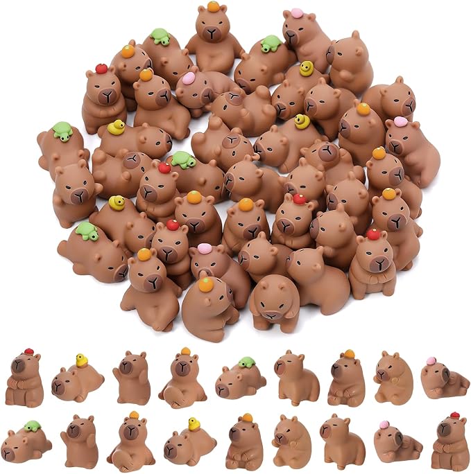 45 Pcs Mini Capybara Figures 9 Styles Mini Resin Capybaras Cute Capybara Figurines Resin Animals Miniature Figurines Tiny Animals for Garden Moss Landscape Dollhouse Tabletop Party Decor DIY