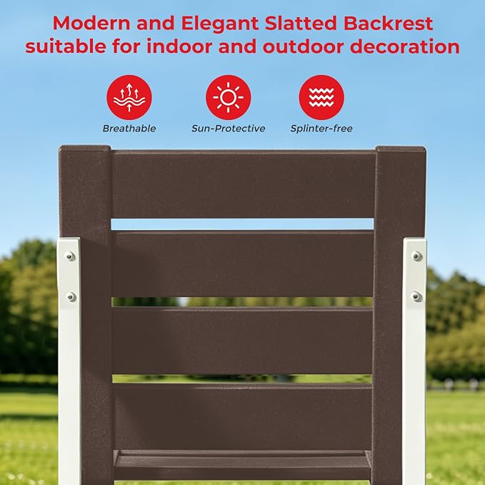 Costaelm Stinson Outdoor Patio HDPE Dining Side Chair, Dark Brown