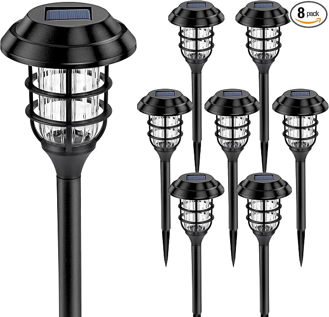SOLPEX Solar Pathway Lights Waterproof Outdoor Lighting, 8 Pack Cold White | 8-12H Runtime, Auto On/Off, Tool-Free Install, Yard/Garden/Pathway/Patio/Walkway/Driveway