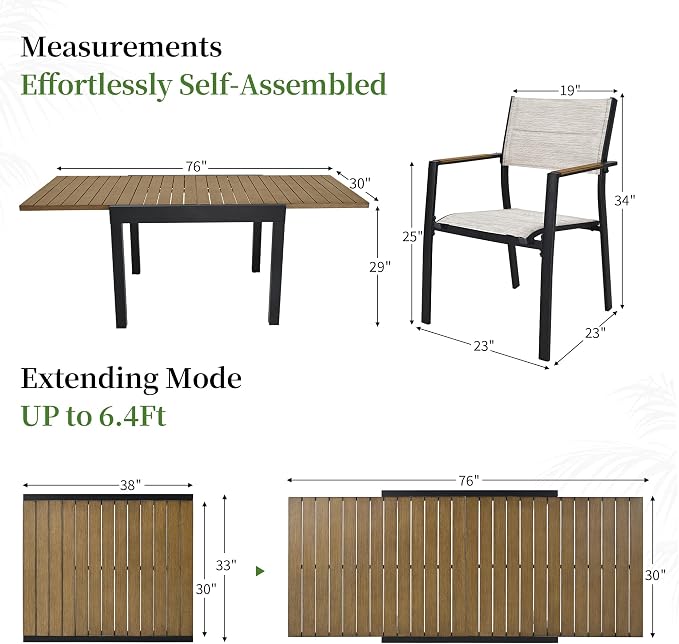 9 Piece Outdoor Dining Set, Expandable Outdoor Patio Dining Table Set for 6-8 Person, Aluminum Outdoor Table and 8 Chairs with Textilene Fabric & Armrest for Patio, Garden, Lawn, Deck(Brown)