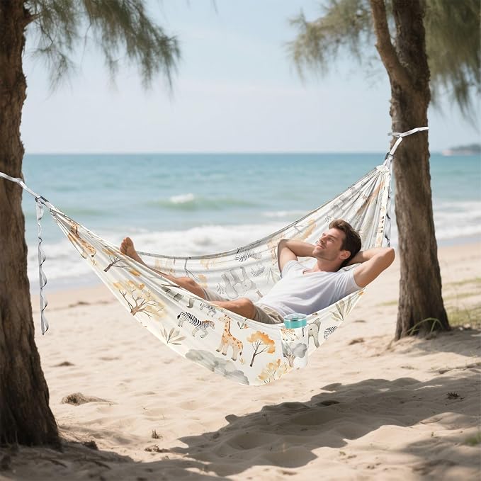 Camping Hammock Outdoor Hammocks for Outside Giraffe Tree Beach Trees Portable Lightweight with Pockets Tree Straps Indoor