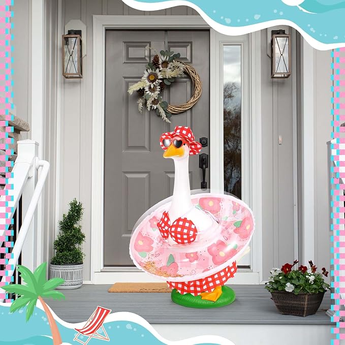 JcHrmers Summer Goose Outfit 23 Inch Porch Goose Bikini Clothes with Swimsuit Swim Ring Hat Sunglasses