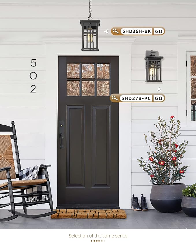 Dusk to Dawn Sensor Outdoor Wall Sconce Lantern, HWH Exterior Wall Mounted Lamp Porch Light Fixture with Clear Glass Shade, Matte Black Finish for Garage Doorway Garden, 5HD27B-PC BK