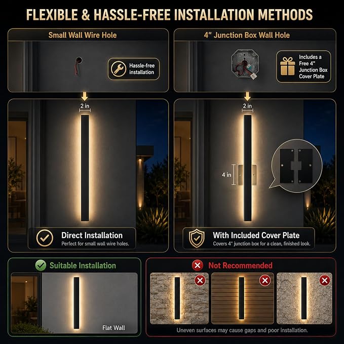 39 inch Modern Outdoor Wall Light, 2700K-6500K Dimmable Outdoor Wall Sconce,Long Wall Light with Remote Control,Exterior Linear Wall Lighting IP65 Waterproof for Garage, Front Door