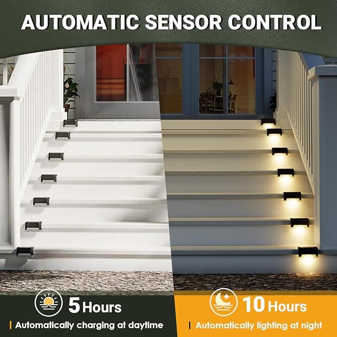 SOLPEX Solar Deck Lights Outdoor 20 Pack, Waterproof Led Solare, Warm White | Solar LED Solare Lights Outdoor Stairs, Step, Fence, Yard, Patio, and Pathway