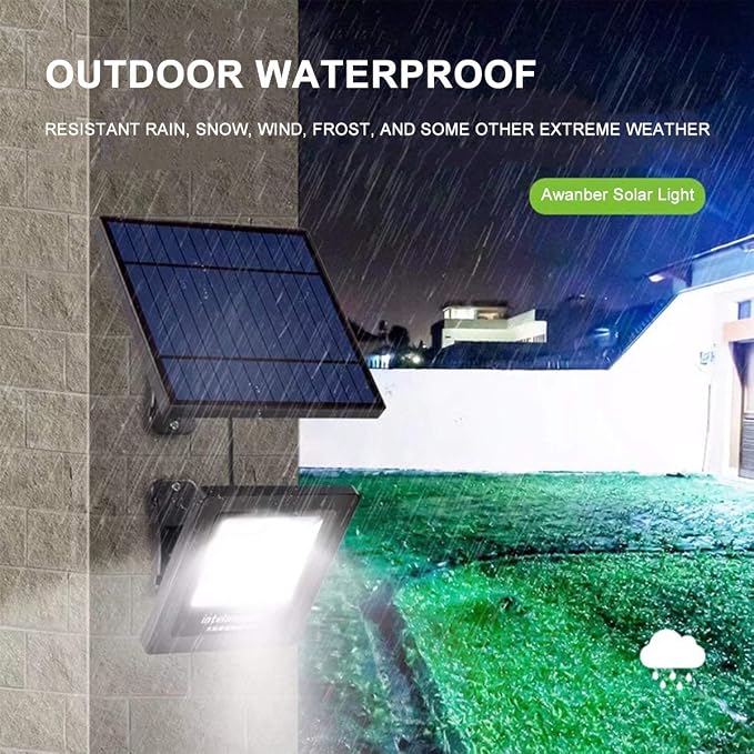 Solar Powered Lights Outdoor, Bright White Light IP65 Waterproof Auto Dusk to Dawn 350° Adjustable Solar Security Flood Lights for Barn, Garden, Garage, Pathway, Yard, Patio, Lawn, Balcony