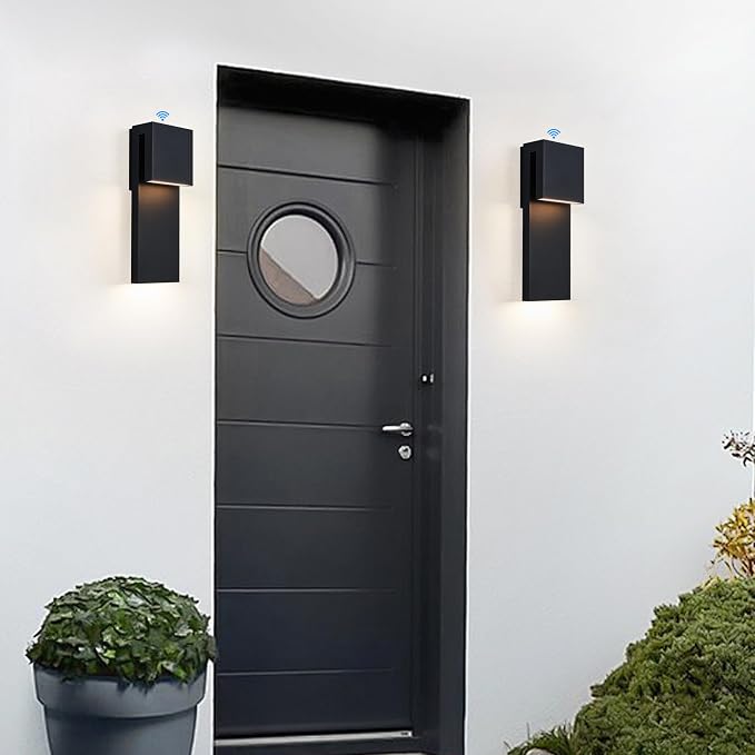Tarentlight Dusk to Dawn Outdoor Lighting Fixture Wall Mount,Modern Integrated LED 2-Light 17W, Exterior Sensor Front Porch Light,Textured Black,Anti Rust Outside Wall Lights for House,Doorway,Garage