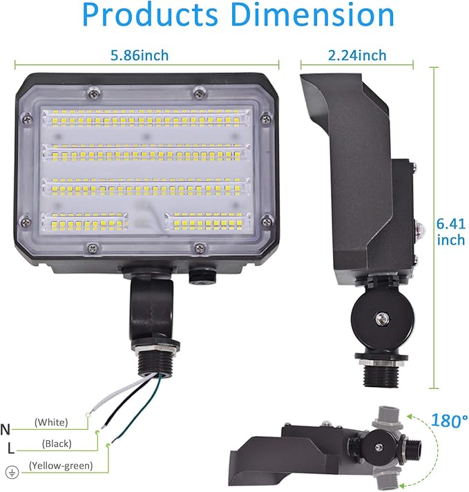 30W LED Flood Light with Knuckle, Outdoor Dusk to Dawn Light 5000K | with Photocell Aluminum 4,050lm(200W Equivalent) IP65 Waterproof AC100-277V for Wall Mount Garden Landscape ETL Listed