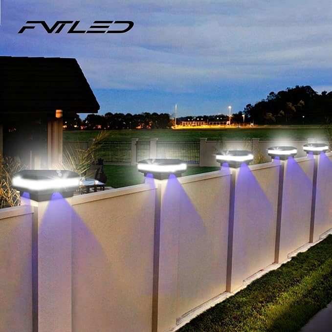 Solar Post Cap Lights Outdoor, 52 LEDs 160LM 6000K Cool White, 1 Pack Black | IP65 Waterproof Fence Post Lights, Compatible with 4x4 5x5 Wooden Posts, Fit for Patio Garden Yard Porch