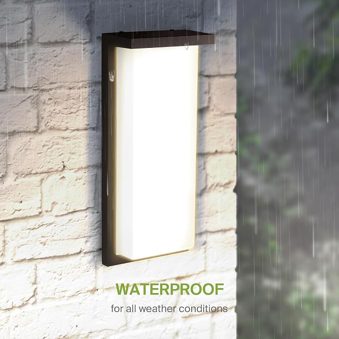 ASD LED 14" Outdoor Wall Light, Front Door House Sconce | 3CCT, Dimmable, Waterproof, ETL Listed | 20W 1900LM 3000-5000K 120V | Exterior Patio Lighting Fixture, Flush Mount Porch Lamp | Black, 4 Pack
