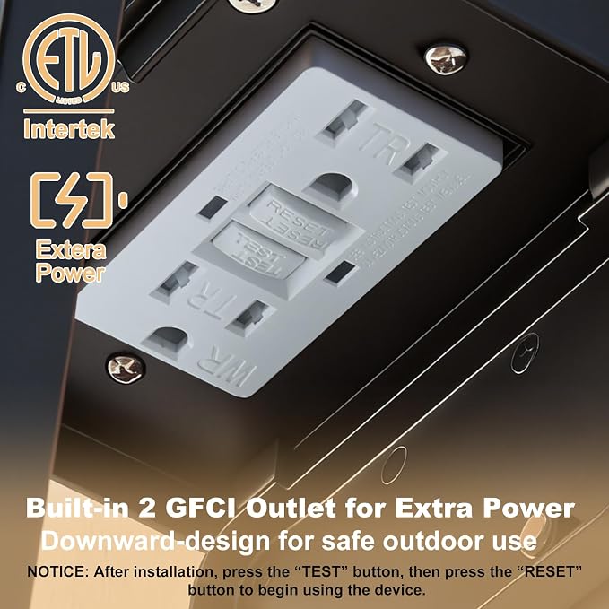 Porch Light with GFCI Outlet with Remote,Dusk to Dawn Motion Sensor Outdoor Light,Upgraded 4 Lighting Modes Black Front Door Light,Waterproof Outside Lights for House Patio Garage Entryway, 2 Pack