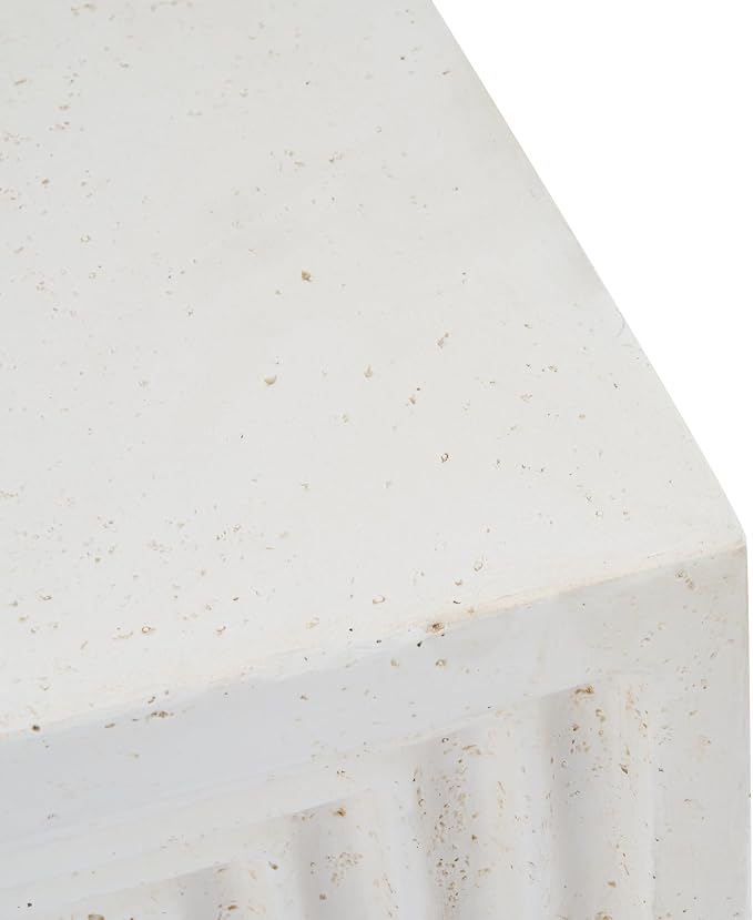 Christopher Knight Home Arcrest Outdoor Geometric Side Table, Lightweight Concrete End Table, Accent Table with Textured Cube Design, Decorative Small Coffee Desk for Living Room Patio Balcony, White
