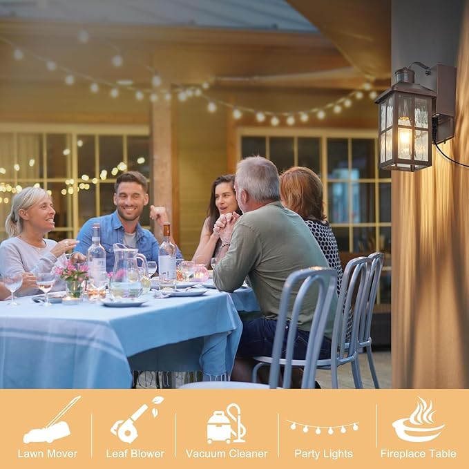 Porch Lights with GFCI Outlet with Remote | Dusk to Dawn Motion Sensor Outdoor Light, Upgraded 4 Lighting Modes Exterior Fixture Outside Lights for House Patio Garage