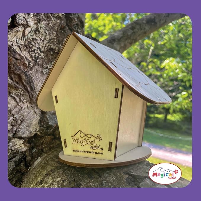 Fairy House Craft Kit for Kids, DIY Wooden Fairy Garden Kit with Paints & Decorations, Arts & Crafts for Kids, Creative Activity, Birthday Gift for Girls Ages 5 6 7 8–12