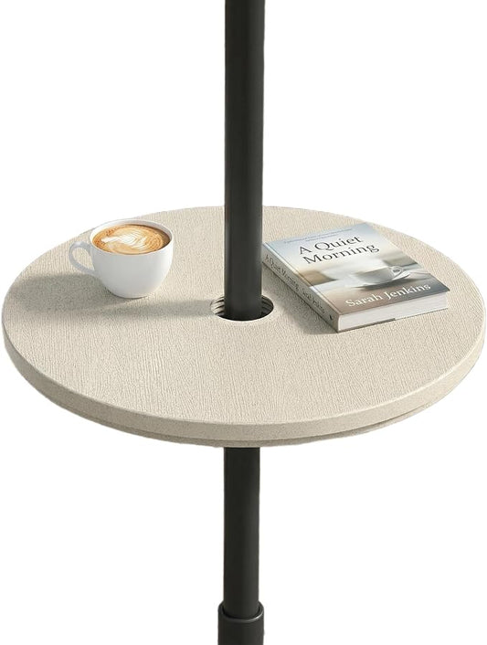 2PCS Umbrella Table Tray, Small Outdoor Sand Table with 1.6 Inch Umbrella Hole, 14.8 Inch Umbrella Tray, Portable Tabletop for Beach, Backyard, Pool, Beige