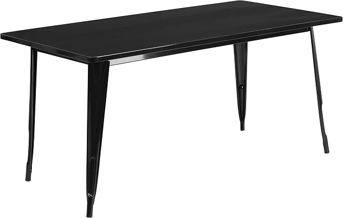 EMMA + OLIVER Commercial Grade 31.5" x 63" Rectangular Black Metal Indoor-Outdoor Table