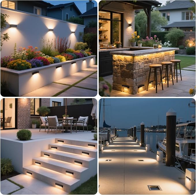 Energetic 5CCT LED Outdoor Step Lights, Low Voltage Deck Lights for Landscape, Yard, Driveway, Garden, Porch, Stairway, 8 inch, 5W, 2200K/2700K/3000K/4000K/5000K, IP65 Waterproof, Aluminum, Pack of 6