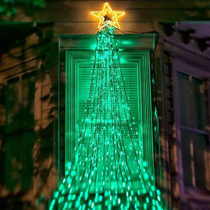 KAQ 2pack 500LED Solar String Lights Outdoor Waterproof Green | Total 180FT Flexible Wire With Bright LEDs, 8 Twinkle Modes with Memory, Auto On/Off Easily Decorates Trees, Fences, Garden