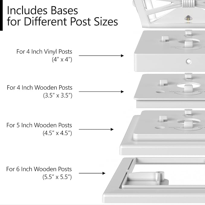Davinci Renaissance Solar Outdoor Post Cap Lights, 4x4 5x5 6x6, Bright, 8PK | Pearl White, fence/deck/garden/patio posts, UV fade-protected plastic, auto-on, 7-8h runtime, cordless, IP44, 25lm warm white