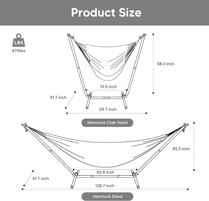 SUNCREAT 2-in-1 Convertible Backyard Fabric Hammock with Stand, Large Hammocks for Outside, Patented, Rainbow