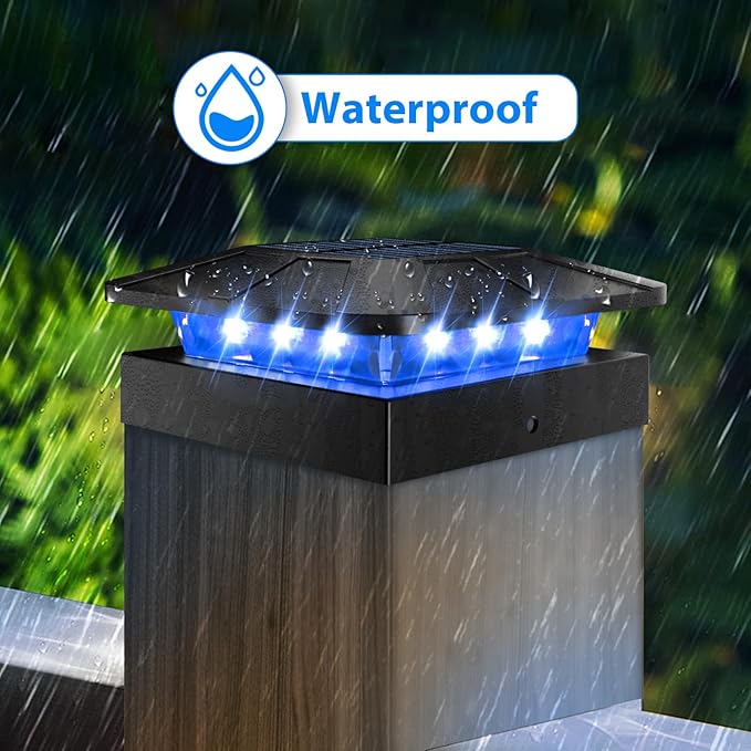 4x4 Solar Post Cap Lights Outdoor RGB Color Changing, 12 Pack LED Post Top Light Solar Powered Waterproof, Wood/Vinyl Posts Lighting for Outside Fence Deck Porch Yard Railing Mailbox