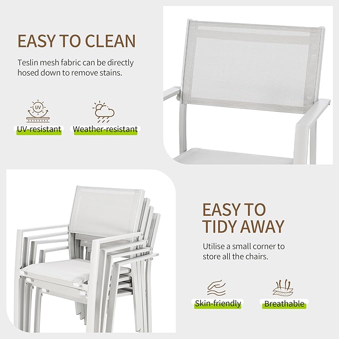 Outdoor Patio Furniture Set 9 Piece, Outdoor Dining Set with Extendable Patio Dining Table, 2 Aluminum Patio Swivel Chairs & 6 Patio Dining Chairs with Armrest for Garden Lawn Deck